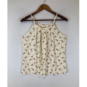Cottagecore Mi Ami Women Med Cream Floral Halter Pleated Camisole Top 12Y20033KI